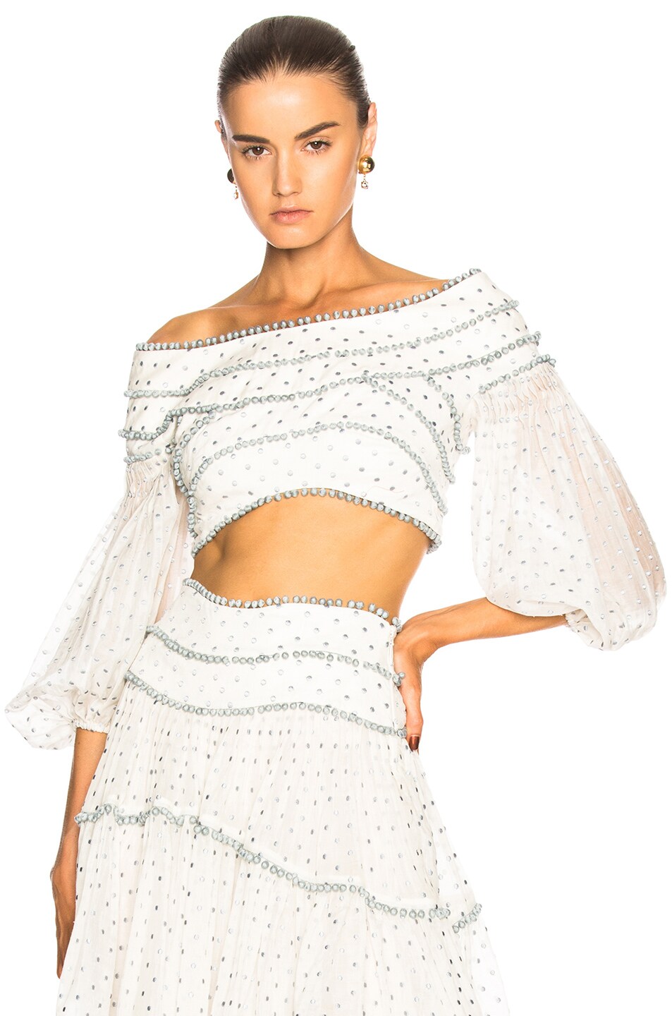 Image 1 of Zimmermann Painted Heart Contour Top in Cream & Cloud Blue