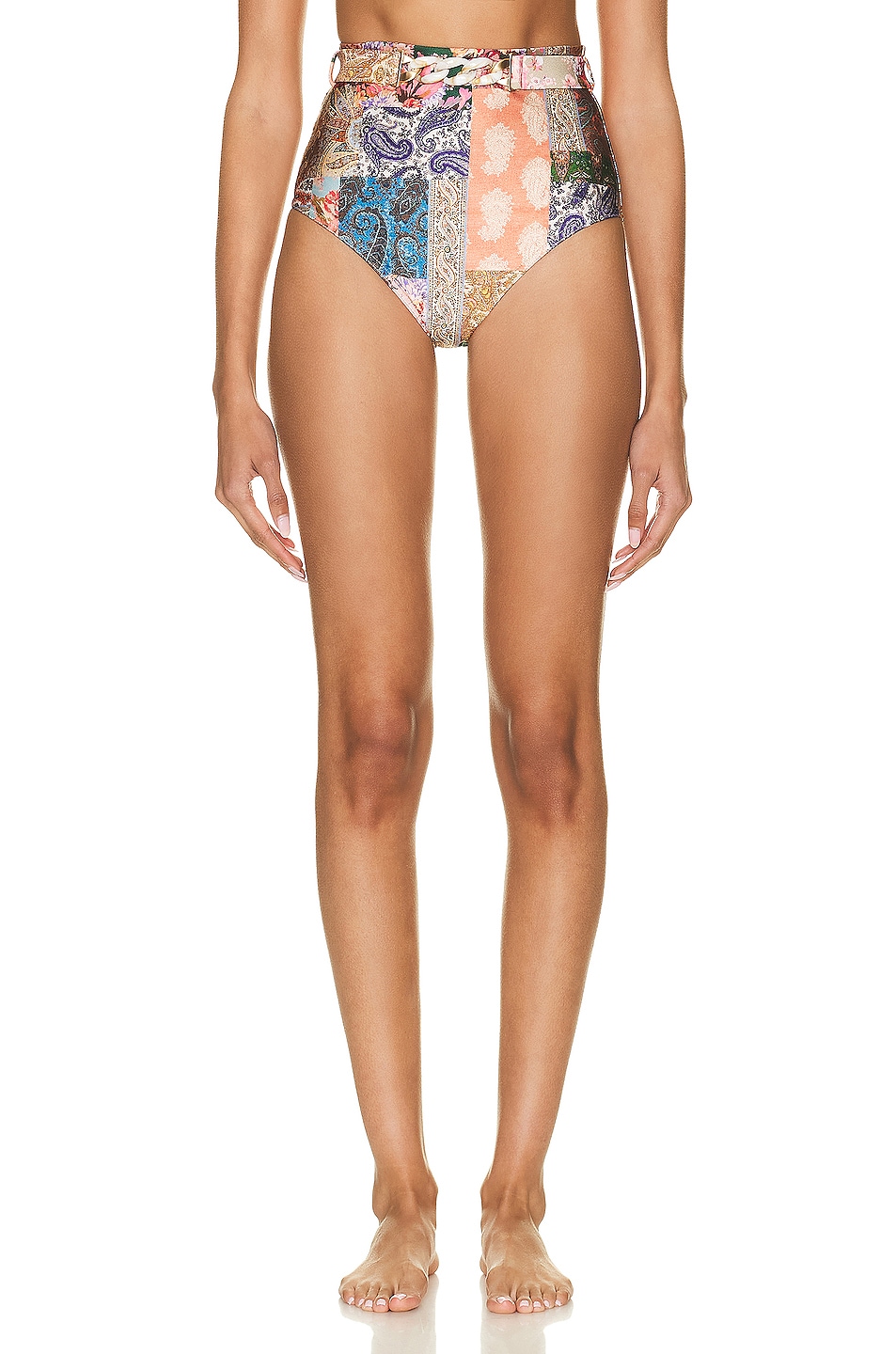 Image 1 of Zimmermann Devi Link High Waist Pant Bikini Bottom in Patch Paisley