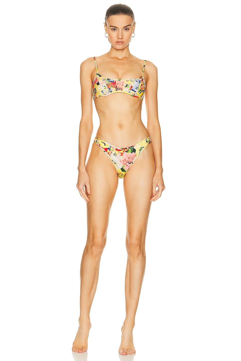 Image 1 of Zimmermann Alight Corset Bikini Set in Yellow Floral