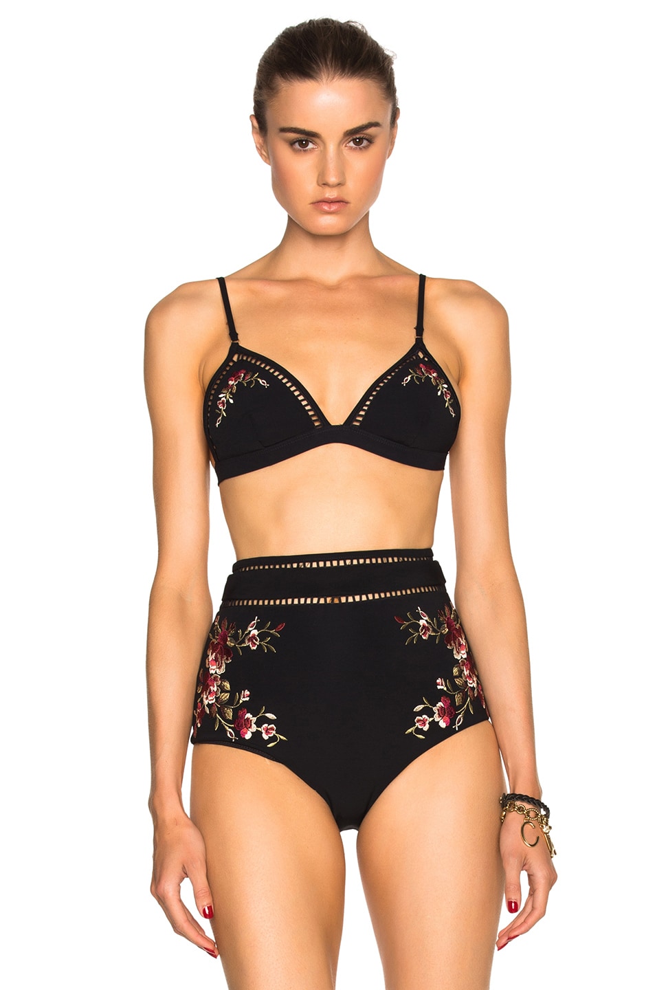 Image 1 of Zimmermann Sakura Embroidered Bikini Top in Floral Embroidery