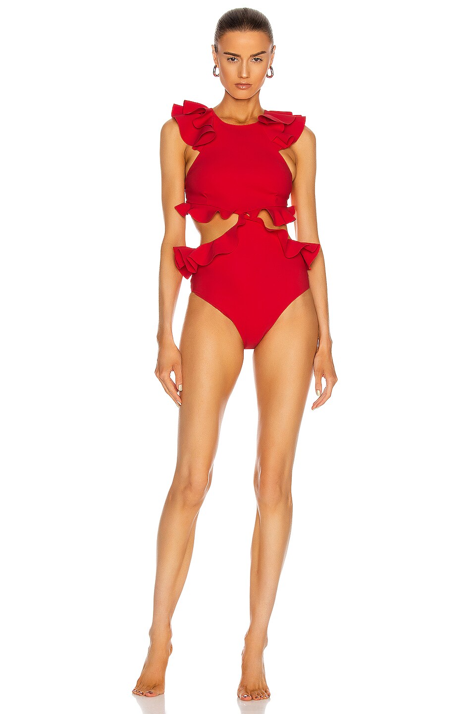Image 1 of Zimmermann Lovestruck Frill Swimsuit in Red