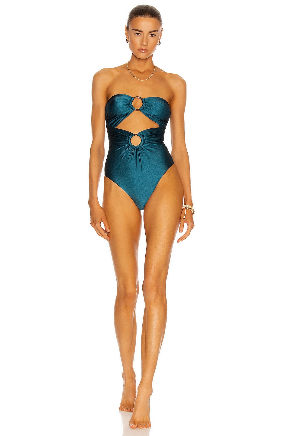 Image 1 of Zimmermann Cassia Double Ring Swimsuit in Teal
