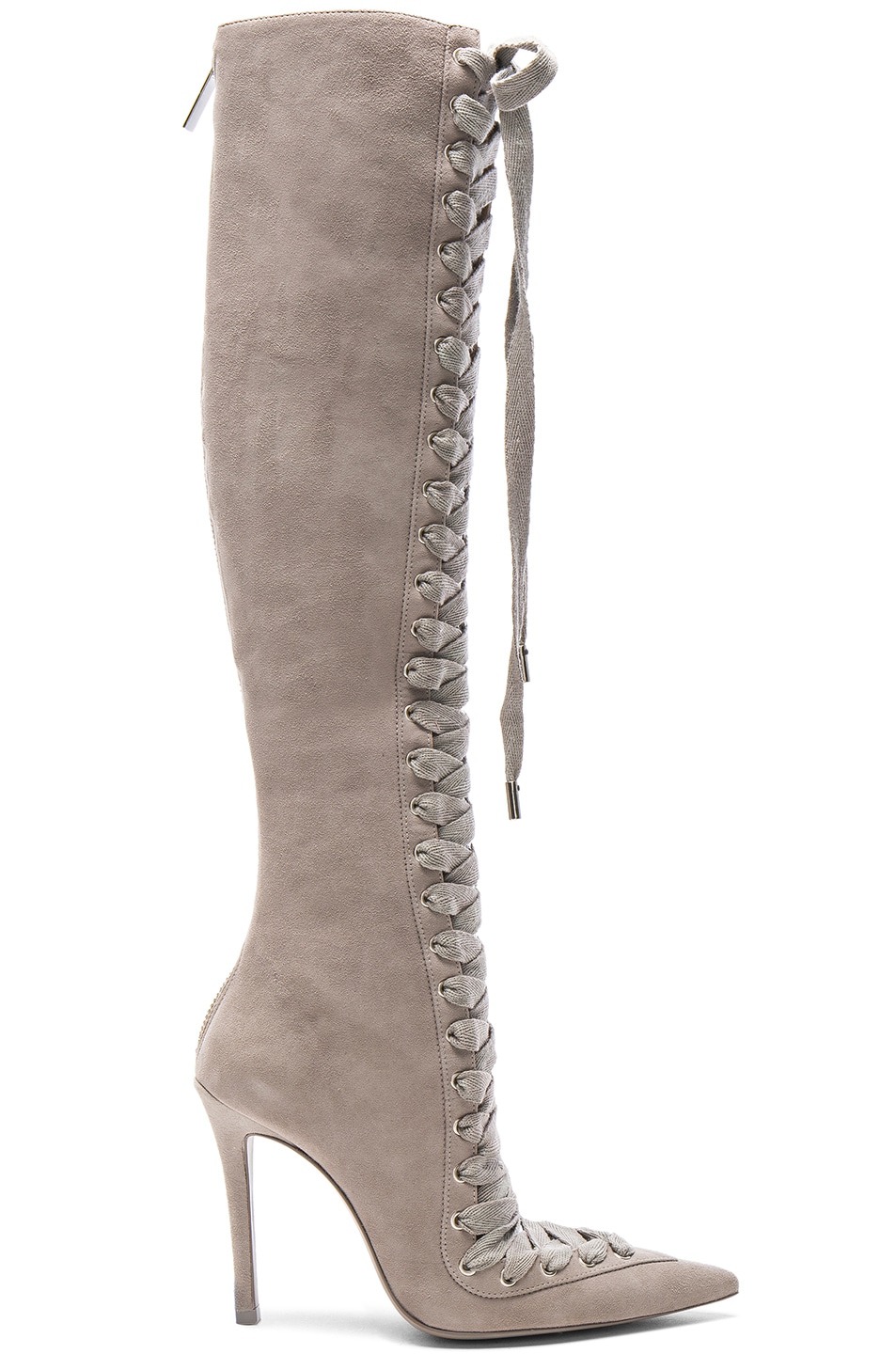 Image 1 of Zimmermann Lace Up Suede Long Boots in Elephant