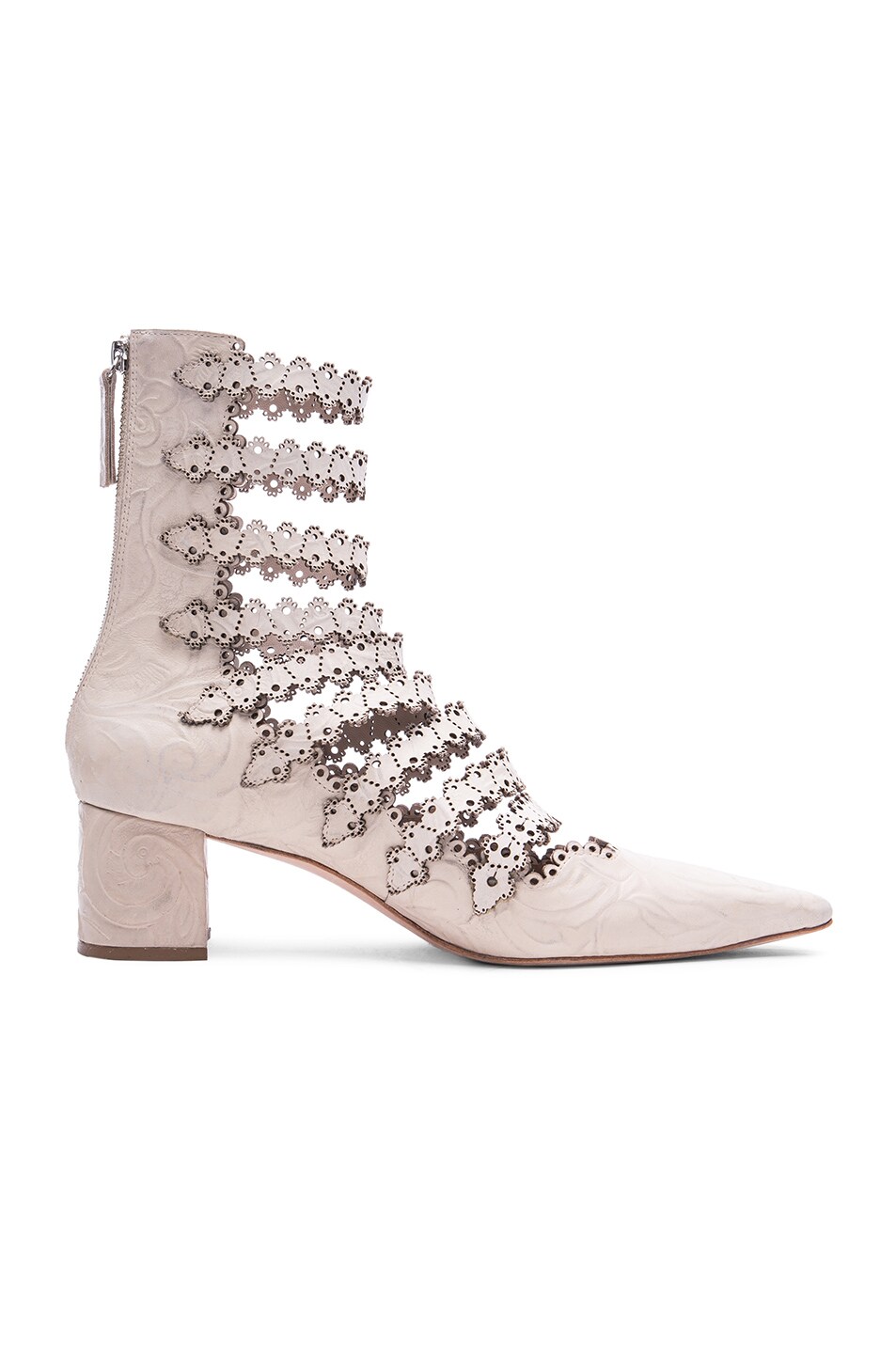 Image 1 of Zimmermann Leather Lace Strap Ankle Boots in Nude