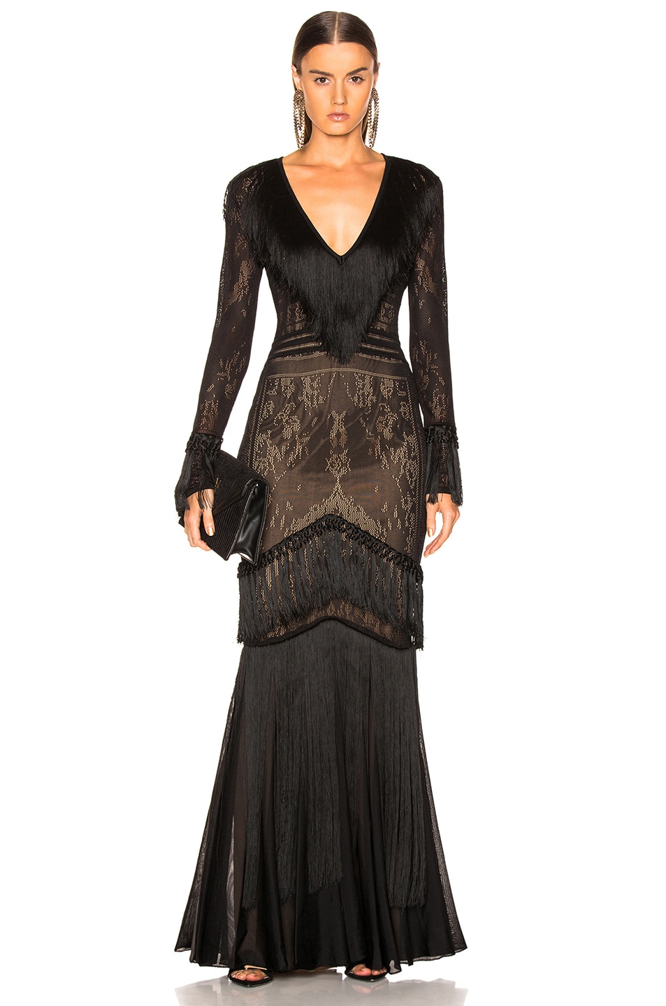 Image 1 of Zuhair Murad Fringed Knit Gown in Black
