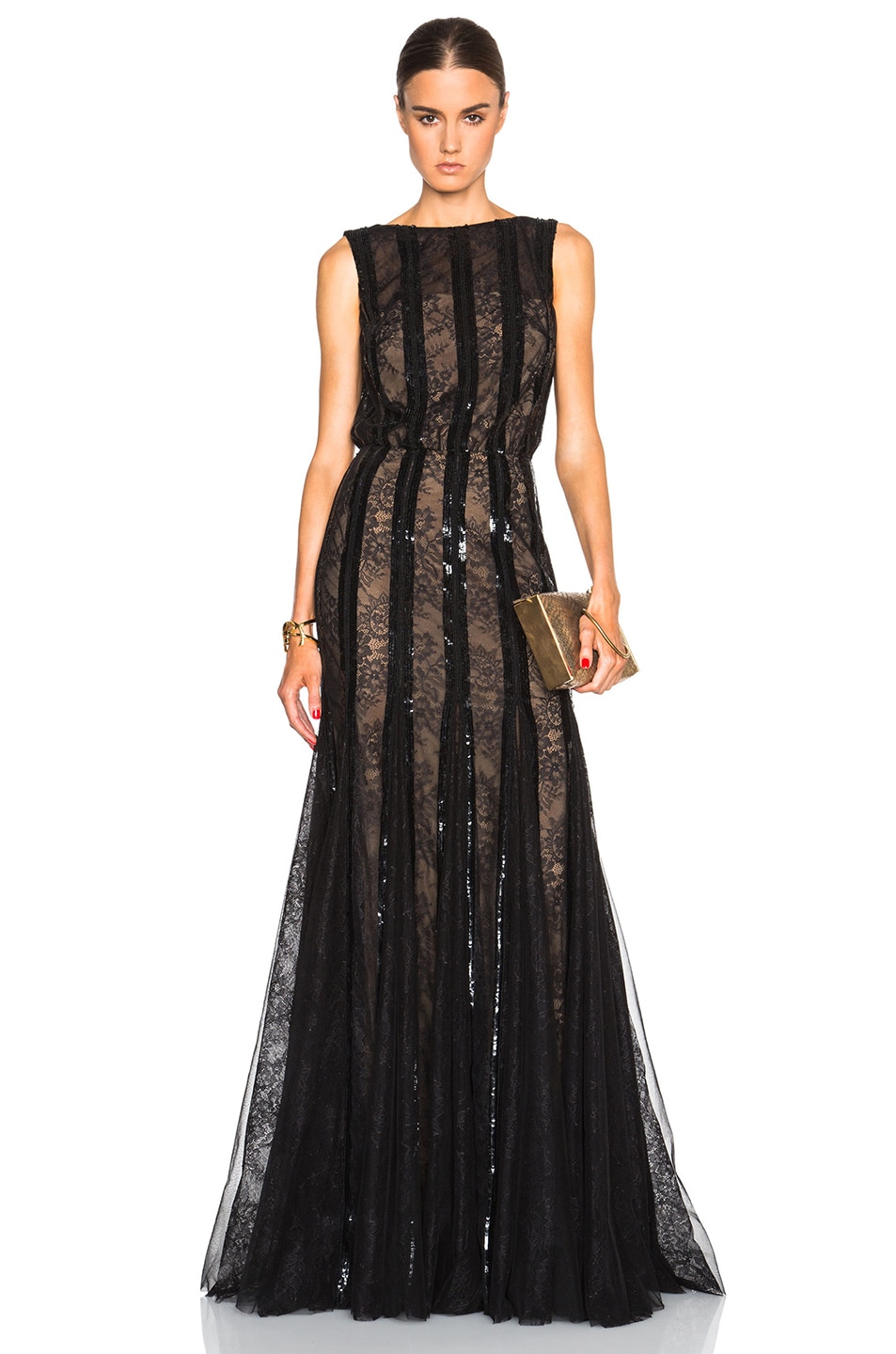 Image 1 of Zuhair Murad Lace Insert Gown in Caviar