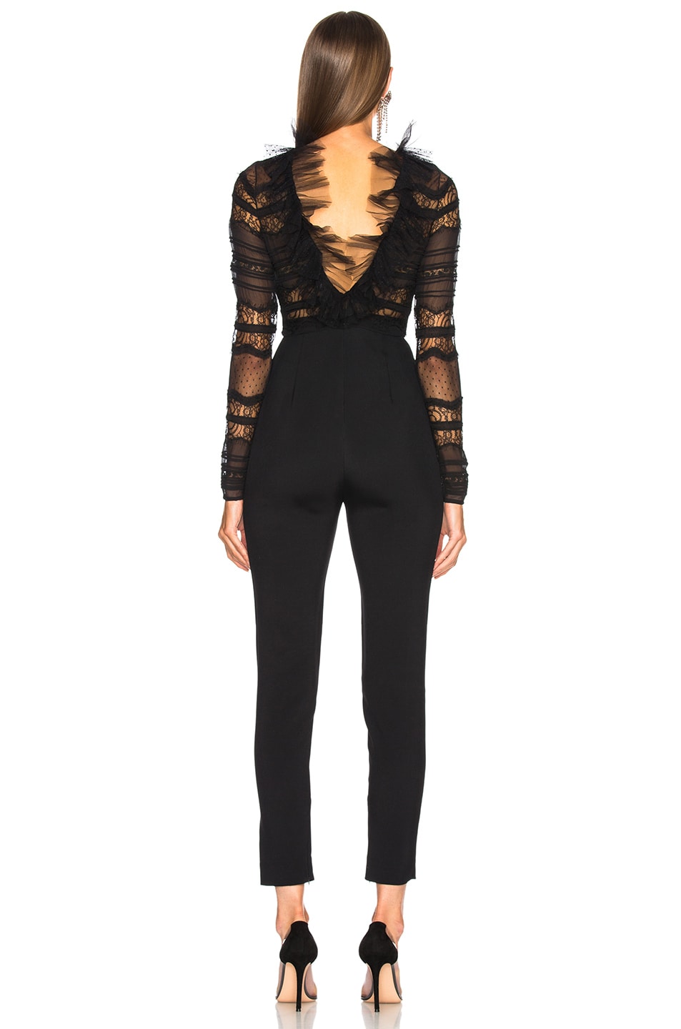 Zuhair Murad Lace Low Back Jumpsuit in Black | FWRD