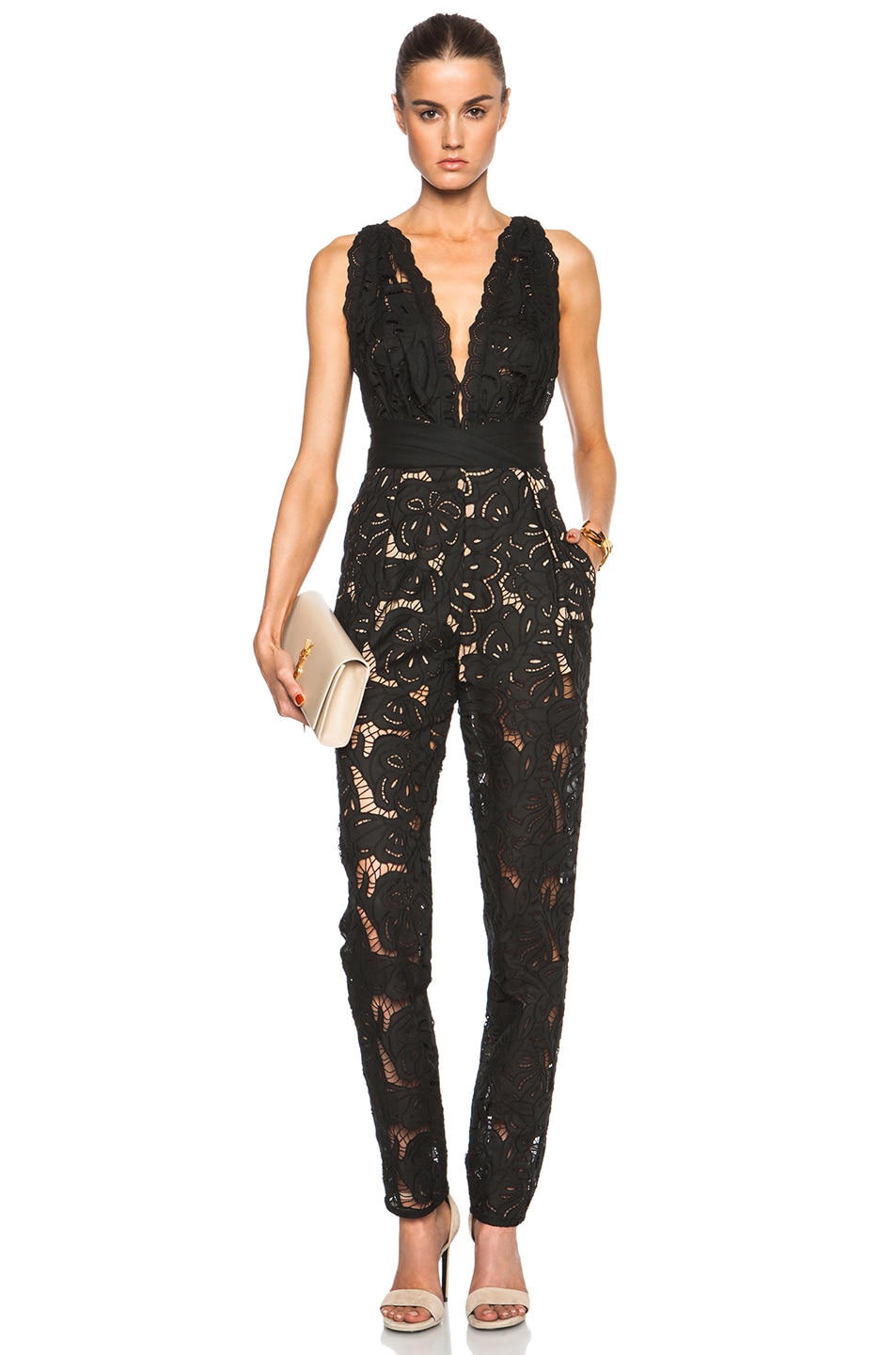 Image 1 of Zuhair Murad English Embroidery Jumpsuit in Caviar
