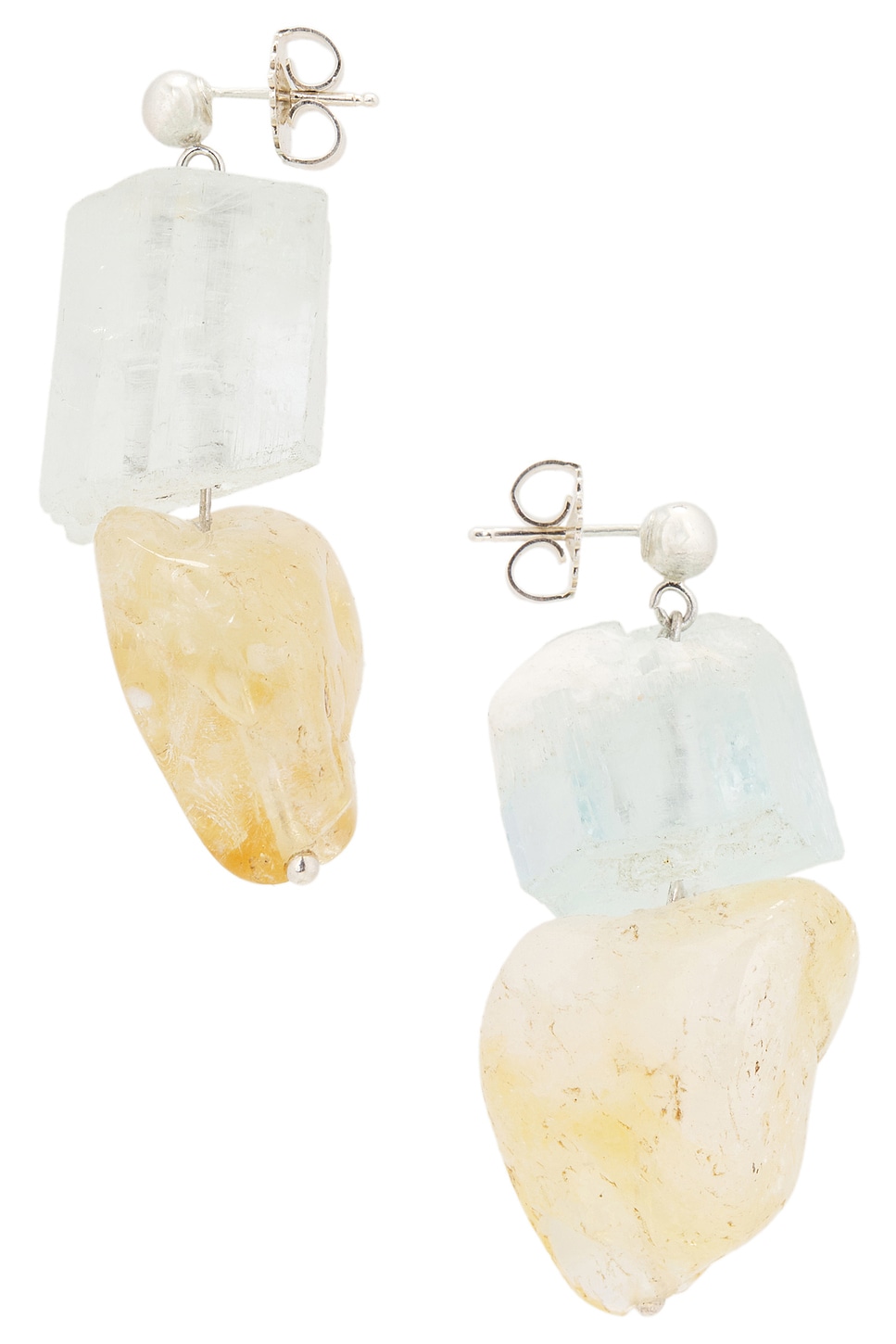 Zycloom Stoneage Earrings In Aquamarine Citrine & Sterling Silver