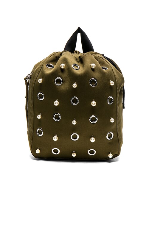 3.1 Phillip Lim Go-Go Medium Satin Knapsack in Olive Green Color 3.1 phillip lim Go Go Medium Knapsack Bag in Moss | FWRD main image 2