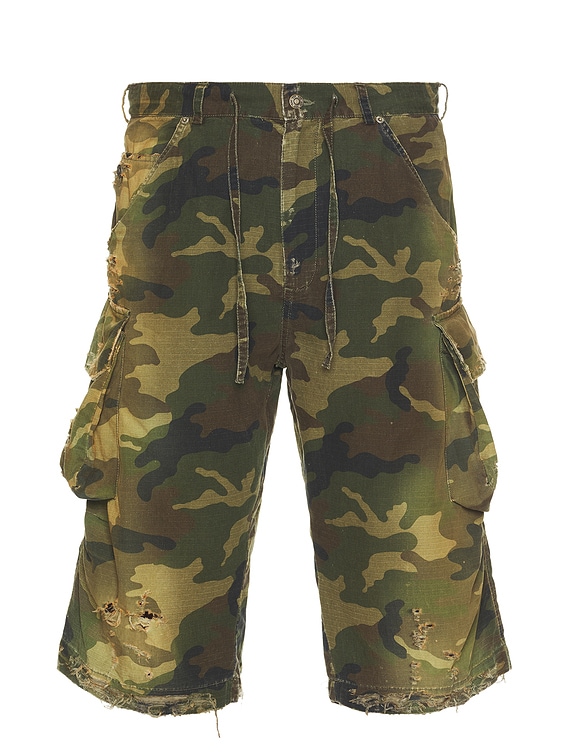 【PRENDA】 CAMO CARGO BERMUDA PANTS / 追跡付 DAZZLZZAD Mens Camo Cargo Shorts Y2k Baggy Long Jorts Hip