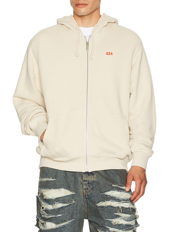 424 Zip Up Hoodie in Tea Washing | FWRD