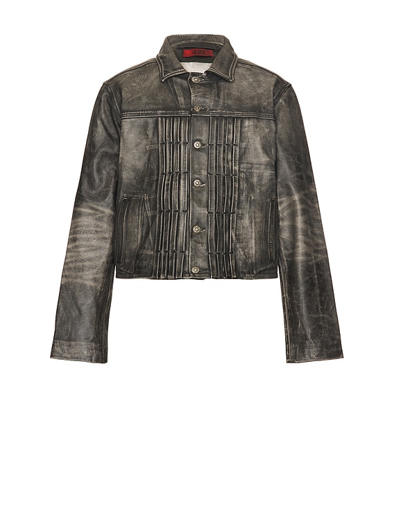 424 Leather Trucker Jacket in Black | FWRD