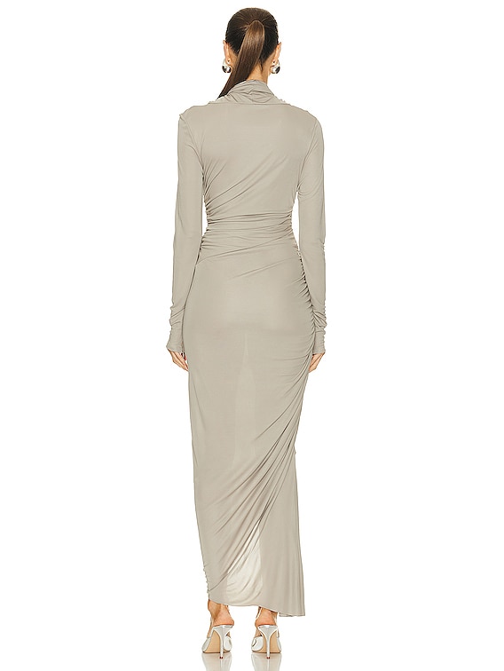 Andreadamo Draped Jersey Asymmetric Midi Dress in Argilla | FWRD