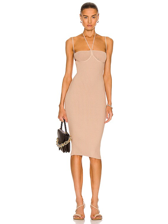 fitted lace wedding dress Classic Nude Ribbed Bodycon Tank Dress S main image 0