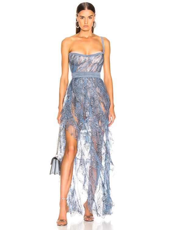 Aadnevik Sparkling Lace Bustier Gown in Blue