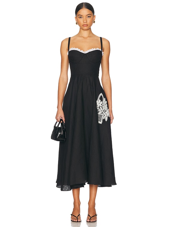 black bustier maxi dress Minimoiselle Black & White Bow Bardot Mini Dress With Puff-Ball Skir – Club  L London main image 1