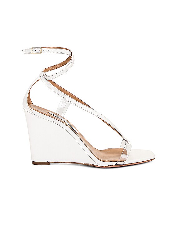 Aquazzura Illusions Plexi 85 Wedge Sandal in White FWRD