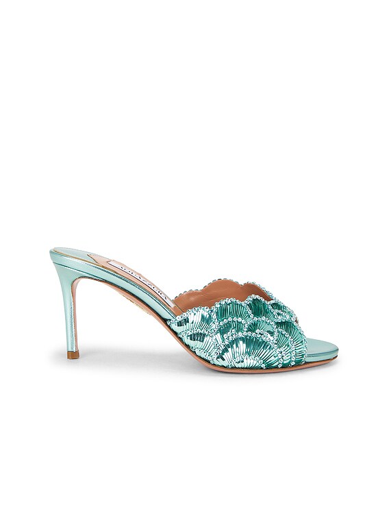 Aquazzura Ce Soir 75 Mule in Light Teal | FWRD