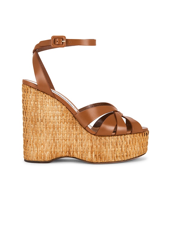 36 砂 Aquazzura Copacabana 130 Wedge Sandal in Tobacco | FWRD