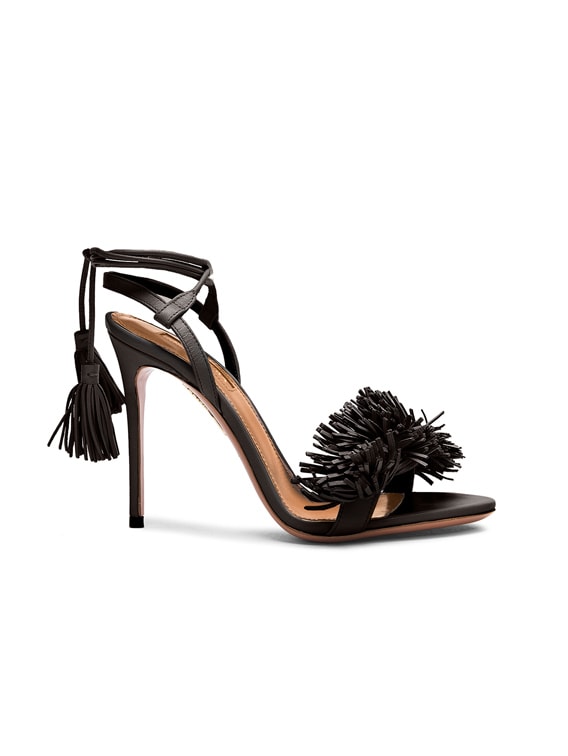 Aquazzura Wild Thing Leather Heels in Black FWRD - Main Image