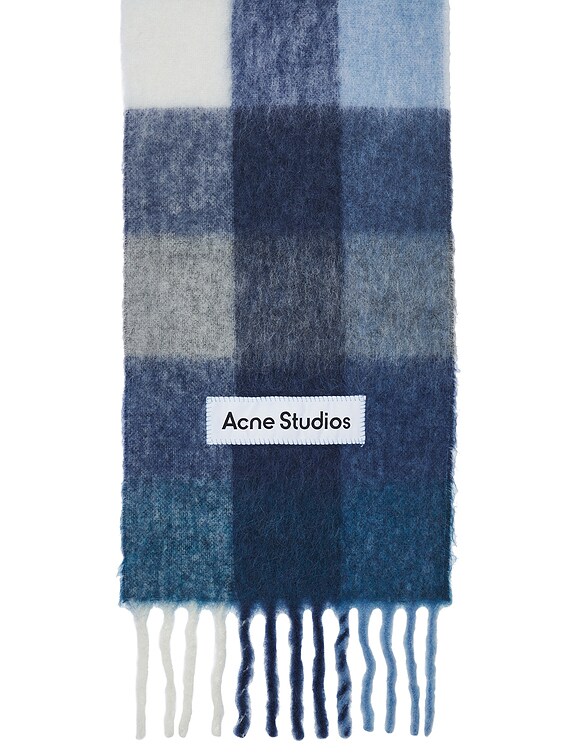 Acne Studios Scarf in Indigo, Grey, & Light Blue | FWRD Acne Studios Scarf in Indigo, Grey, & Light Blue | FWRD