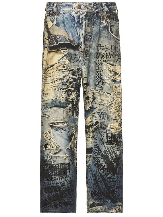 2023m Torn Scribble Trompe L'oeil Denim Jeans