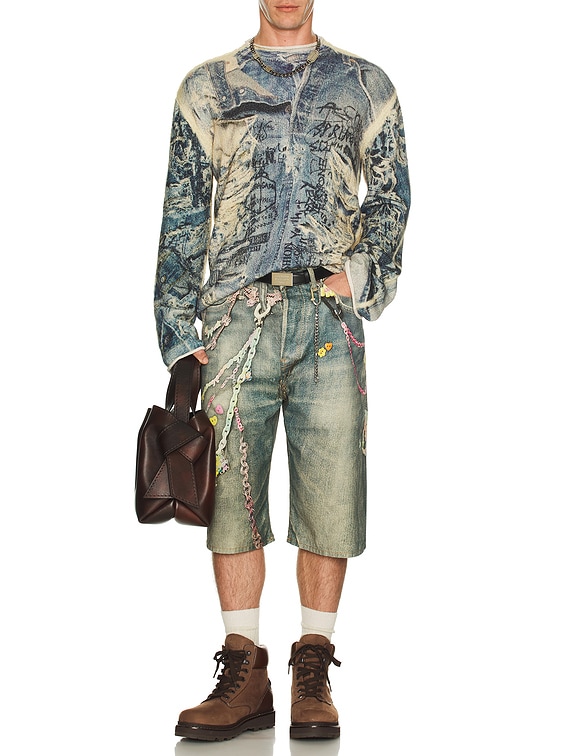 Acne Studios ロゴ KARVIAN TROMPE L'OEIL 長袖 セーター Acne Studios Karvian Trompe L'oeil Denim Sweater in Denim