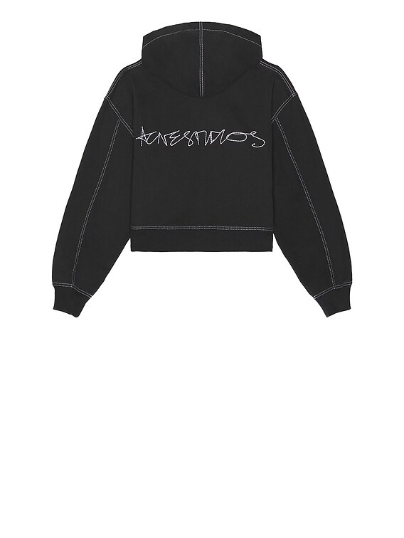 Acne Studios Foscar Zip Autograph Logo Hoodie in Faded Black | FWRD