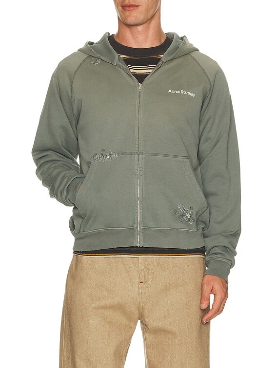 Acne Studios Fupiter Stamp Mending Hoodie in Slate Grey | FWRD