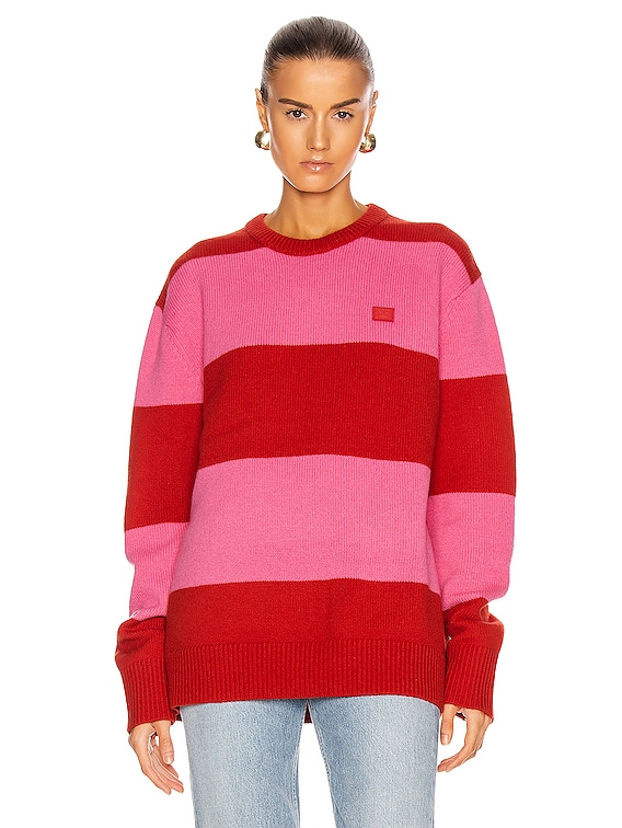 Pink red striped clearance sweater