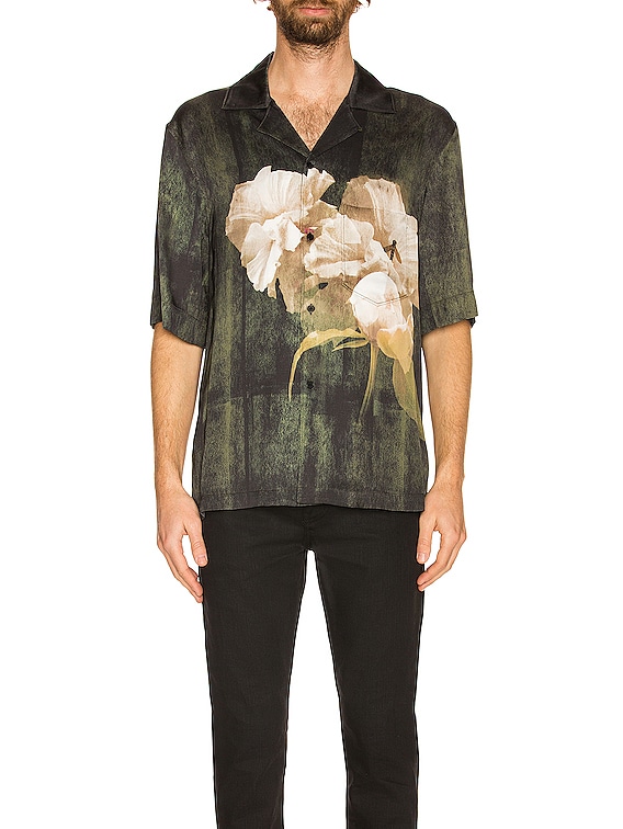 Acne Studios Simon Floral Patch Shirt in Dark Green | FWRD