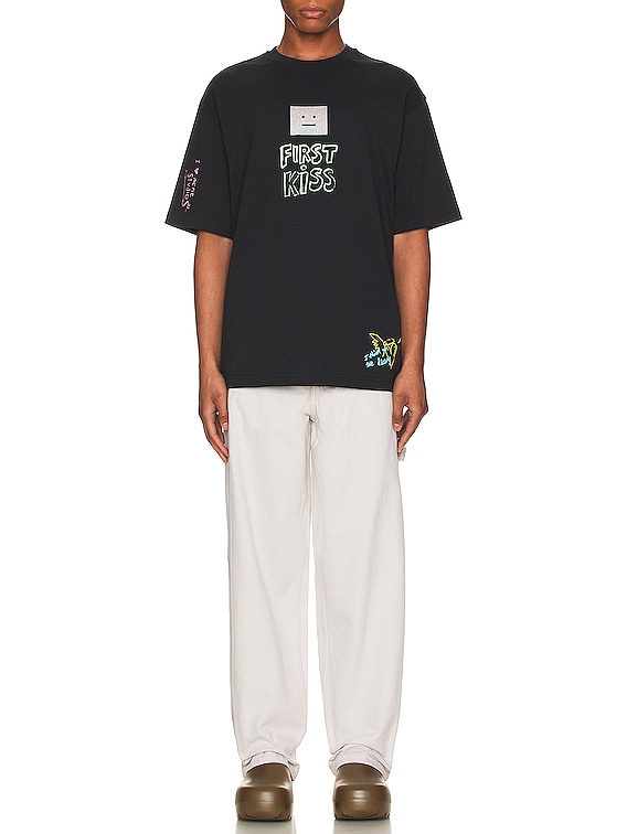 Acne Studios☆EXFORD SCRIBBLE FACE Tシャツ Acne Studios Exford Scribble Tee in Faded Black | FWRD