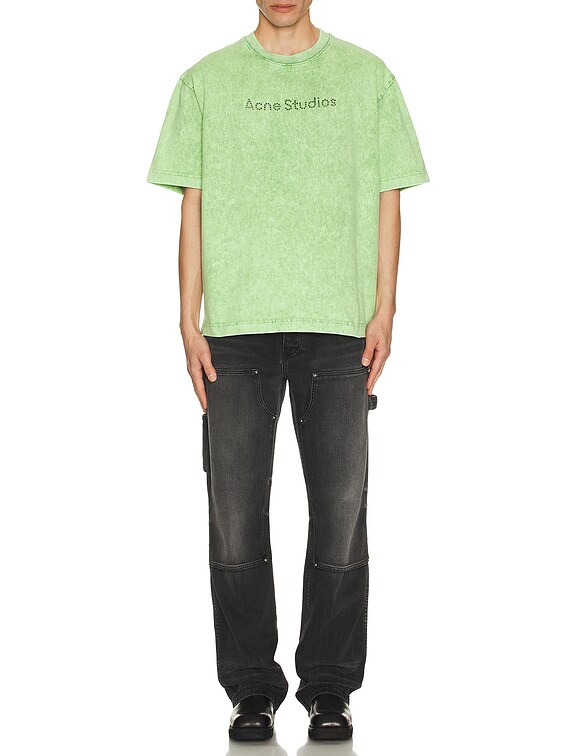 Acne Studios Exford University Stamp Stud T-shirt in Bright Green