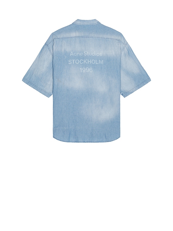 Acne Studios Setar Chambray Short Sleeve Shirt in Mid Blue | FWRD