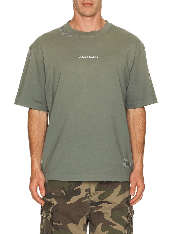 Acne Studios Exford Stamp Mending Tee in Slate Grey | FWRD
