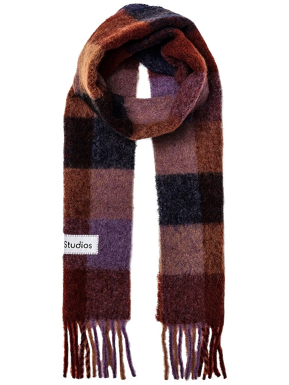 Acne Studios Vally Scarf in Brown, Lilac & Navy | FWRD