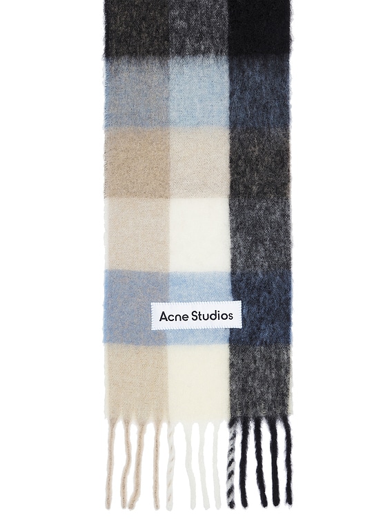 Acne Studios Heavy Scarf in Blue, Beige, & Black | FWRD