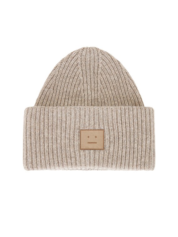 Acne Studios Pansy Face Beanie in Greige Melange | FWRD display picture 2