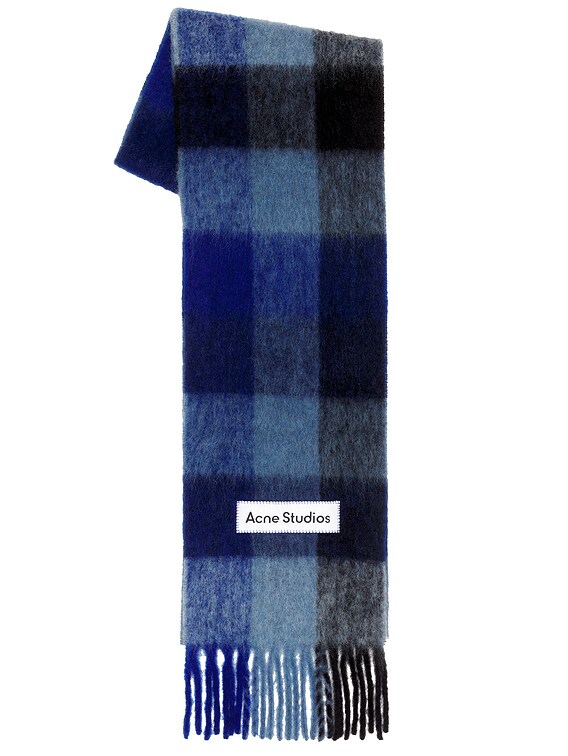 【Acne Studios】VALLY SCARF ウールマルチチェックマフラー ACNE STUDIOS Vally Fringed Checked Knitted Scarf for Men | MR PORTER