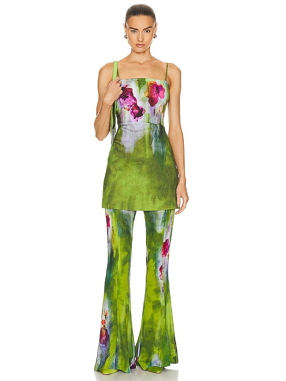 ワンピース ACNE STUDIOS Women Mid Skirts FNWNDRES001113A20643 CYI GREEN Acne Studios Printed Mini Dress in Green | FWRD
