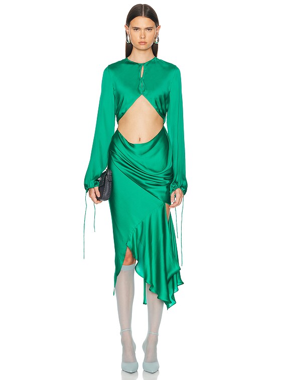 green emerald velvet dress Emerald Isle Green 90s Style Silk Slip Dress main image 0