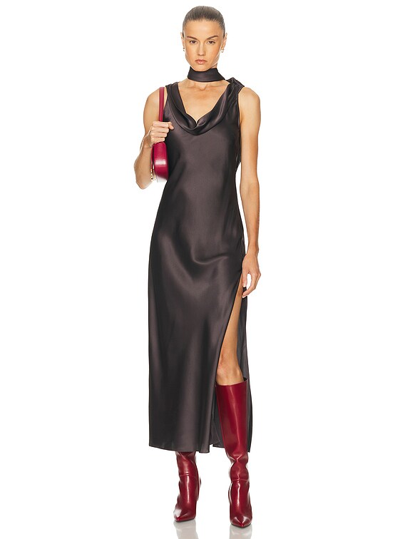 Acne Studios Dotti Silk Slip Dress in Graphite Grey | FWRD Acne Studios Dotti Silk Slip Dress in Graphite Grey | FWRD