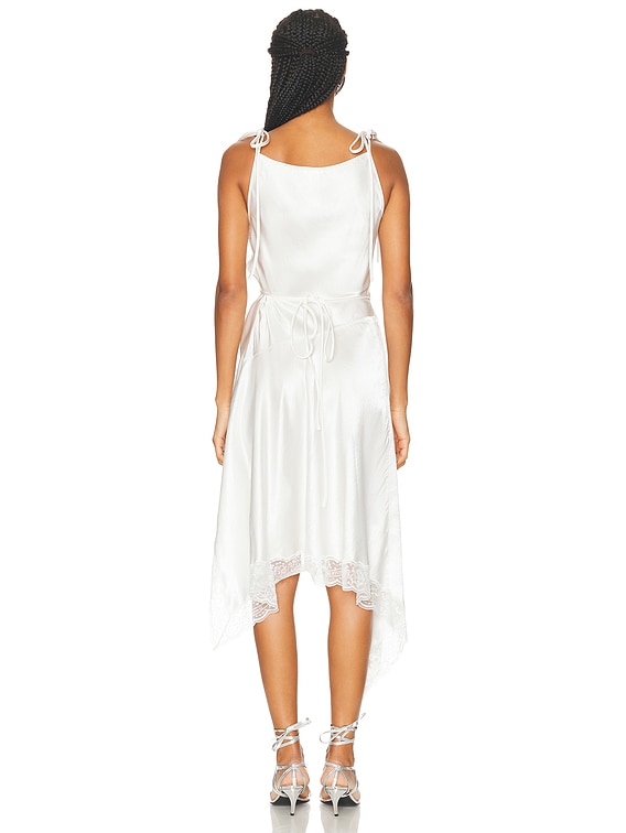 Acne Studios Doyla Satin Lace Dress in White | FWRD
