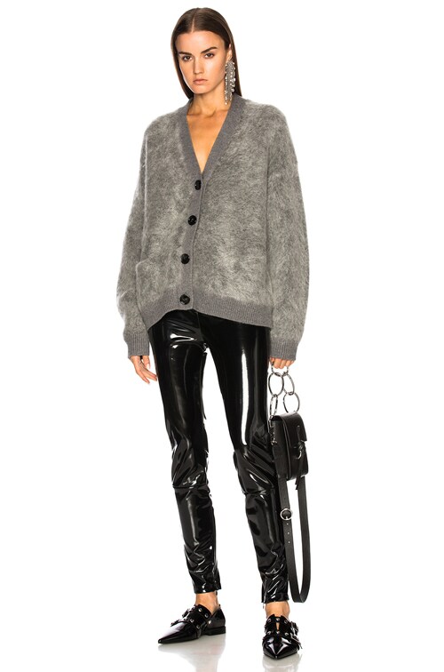 Acne Studios Rives Mohair Cardigan in Grey Melange | FWRD