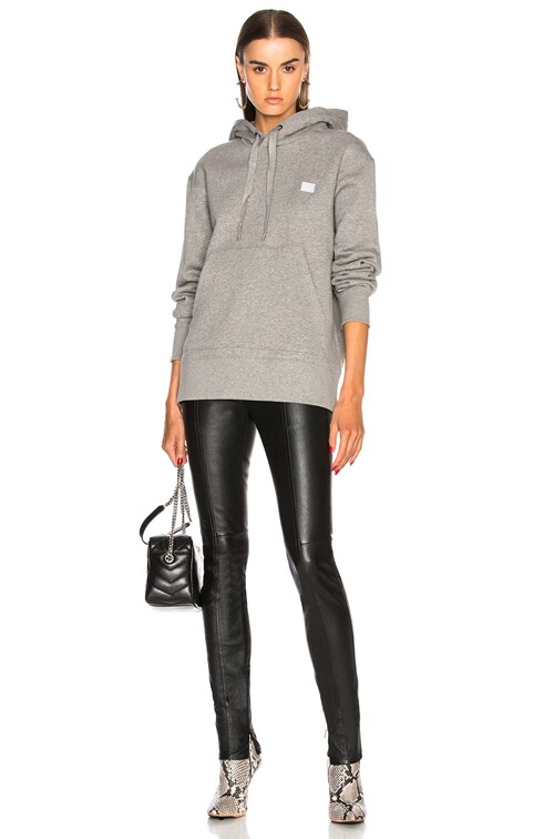 Acne Studios Ferris Face Hoodie in Light Grey Melange | FWRD