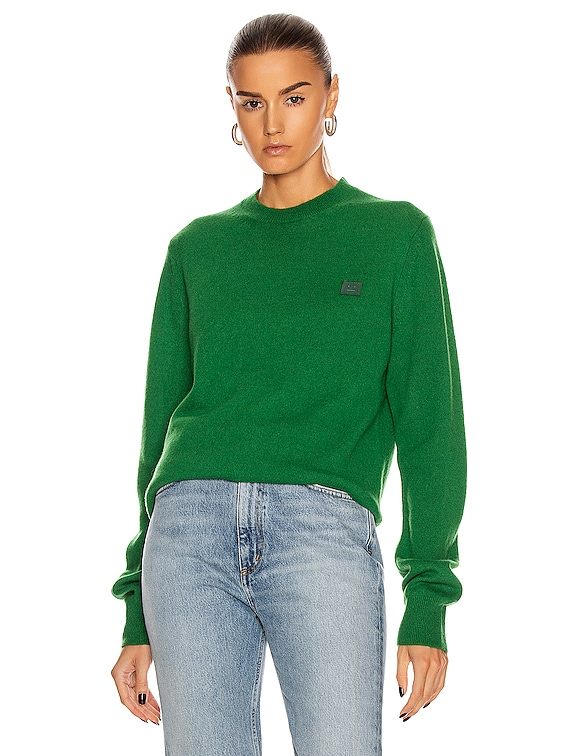 Acne Studios Kalon Face Sweater in Deep Green | FWRD