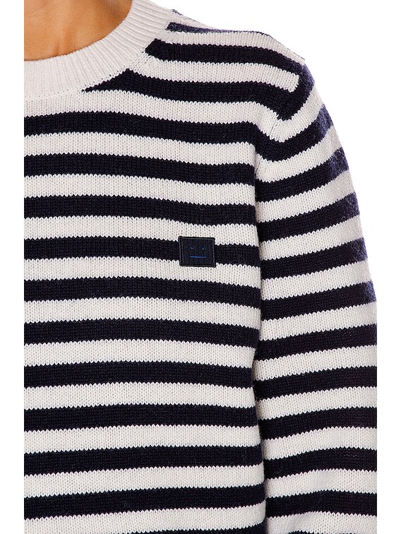 Acne studio kalon face ウールニット　XS Acne Studios Kalon Stripe Face Sweater in Navy & White | FWRD