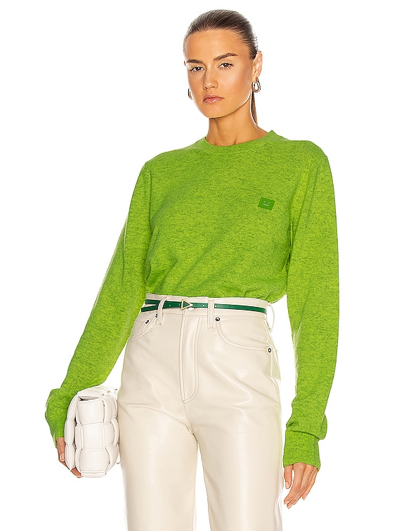 Acne Studios Kalon Face Sweater in Neon Green | FWRD