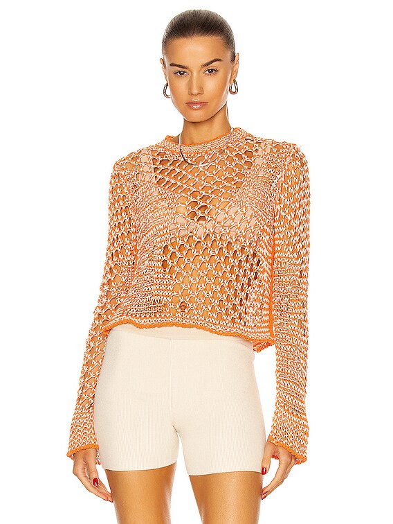 Acne Studios Knit Sweater in Orange & White | FWRD